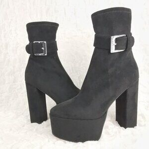 MichellMacaron Buckle Short Boots 13.5cm Heel